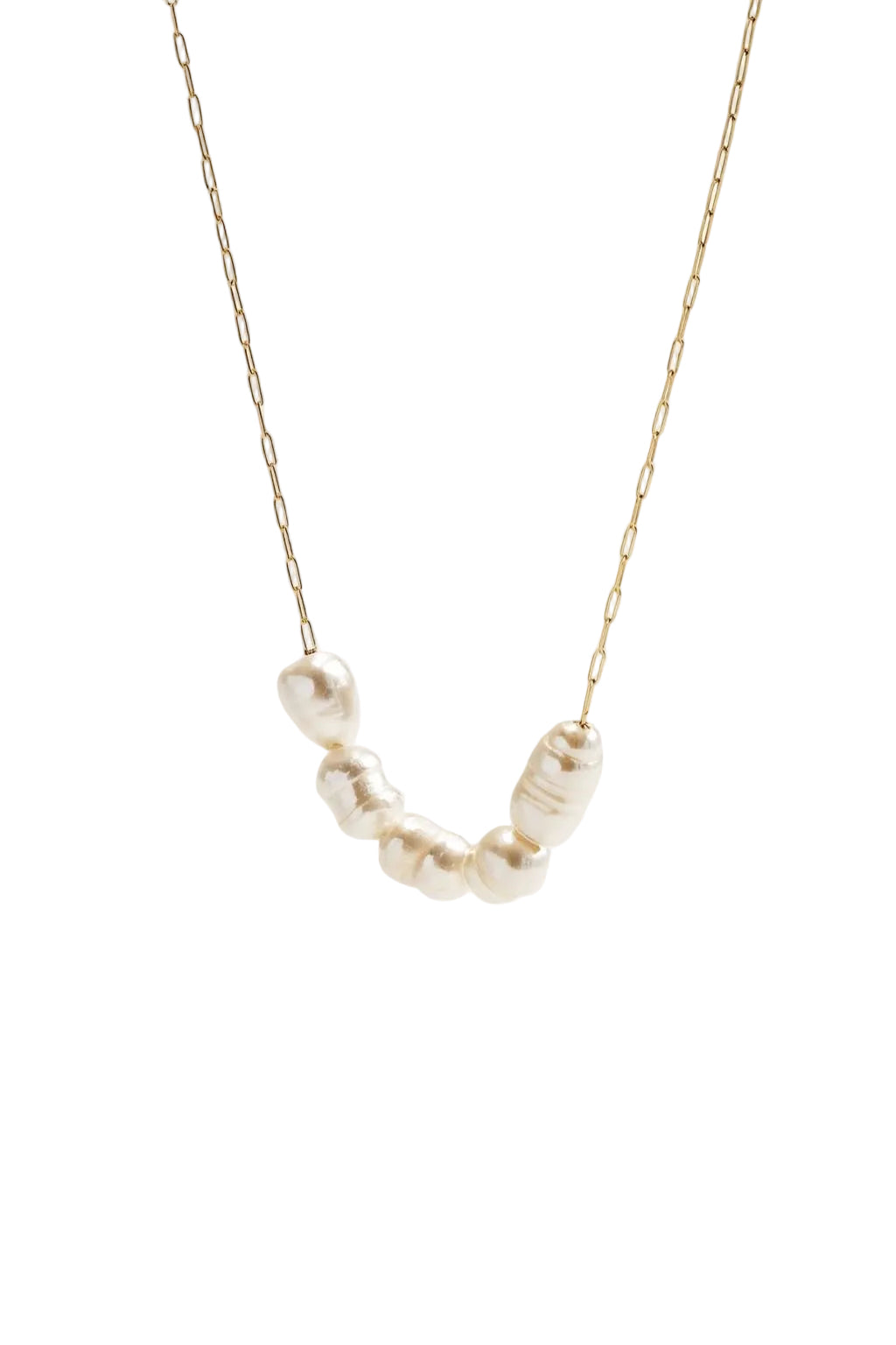 Collar perlas agua dulce cadena fina dorada acero inoxidable oro 24K Sentidos Barcelona