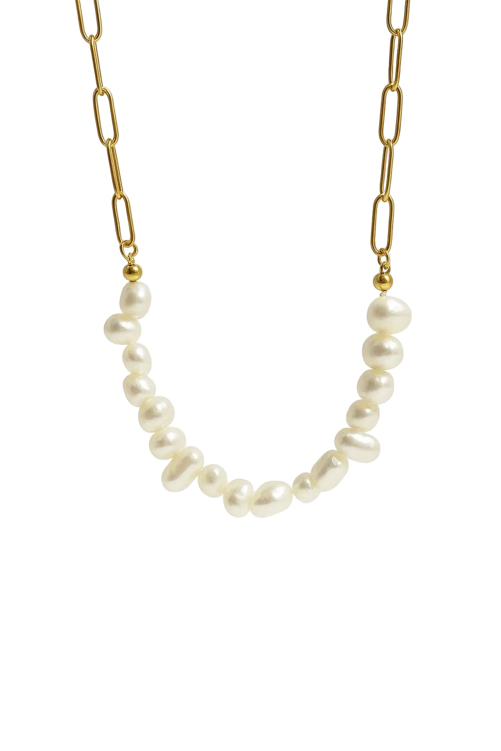 Collar 18 perlas agua dulce cadena dorada eslabones acero inoxidable Sentidos Barcelona