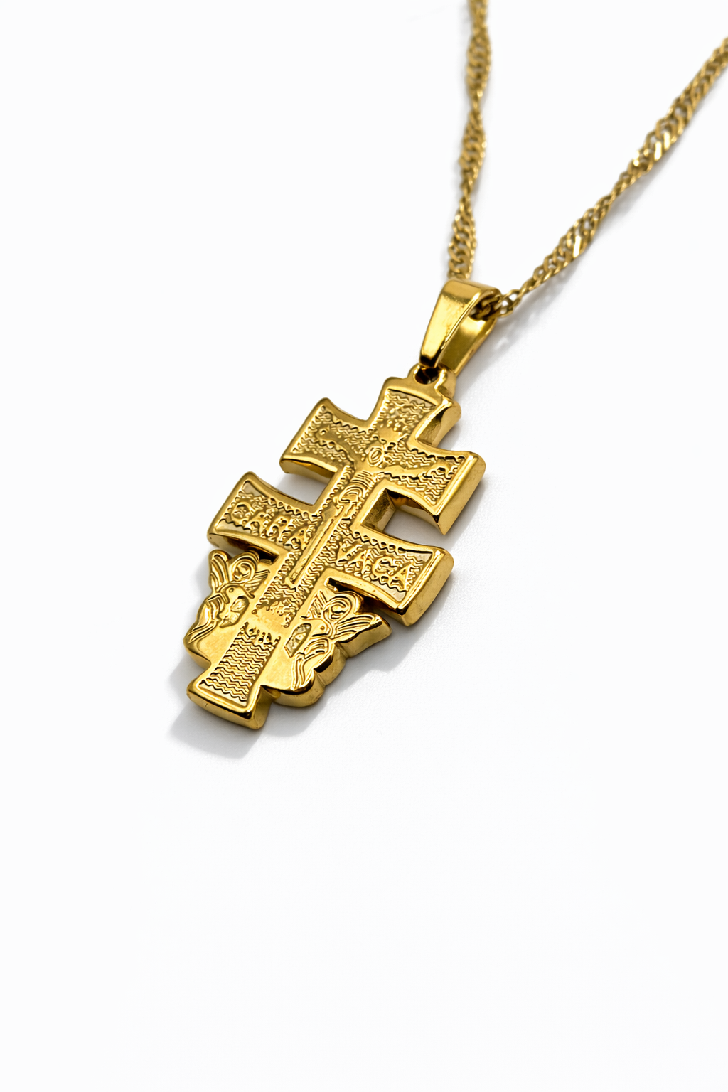 Cadena trenzada ajustable collar dorado acero inoxidable Sentidos Jewellery